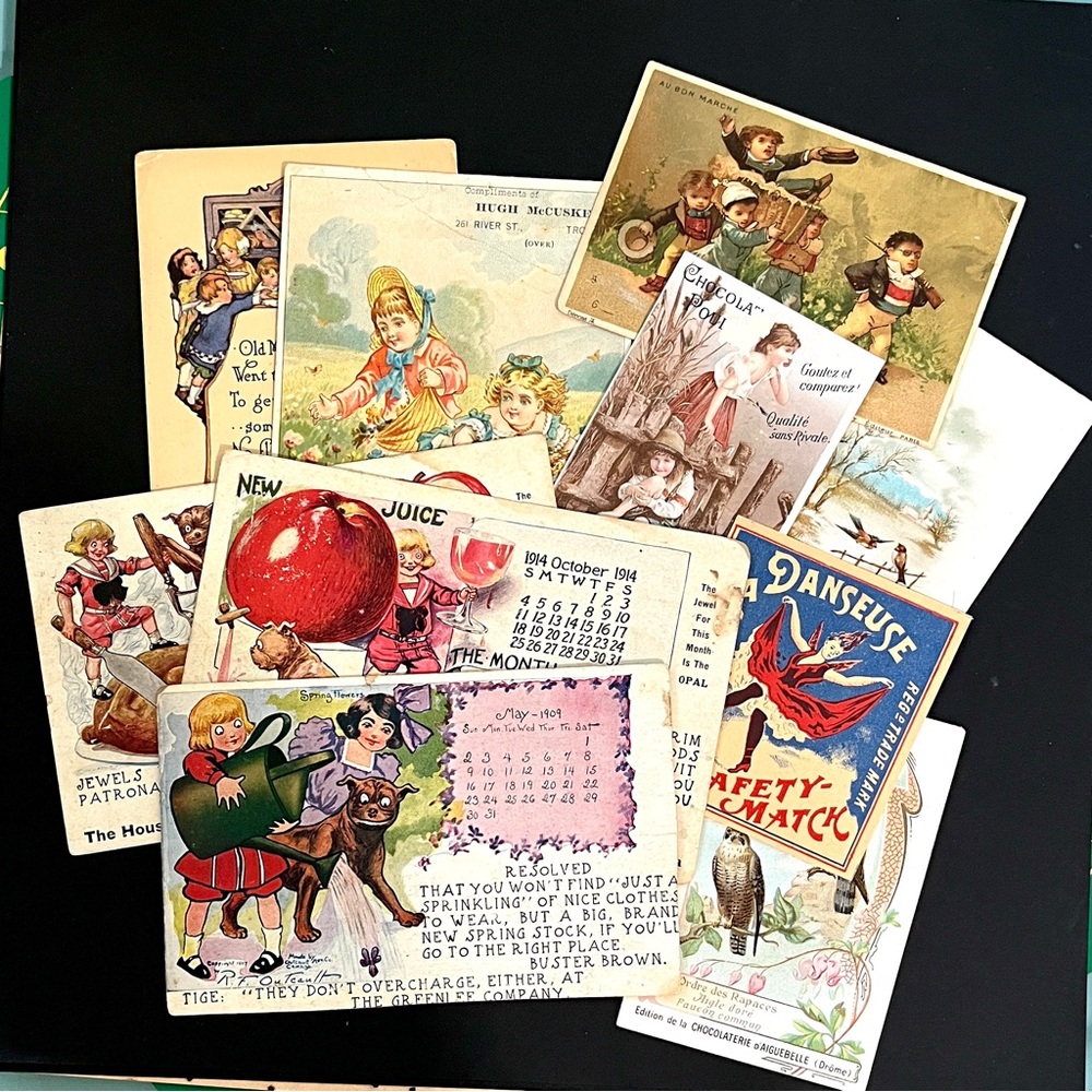 Antique Advertising Ephemera, Trade Cards Postcards, Chocolate, Buster Brown Lot